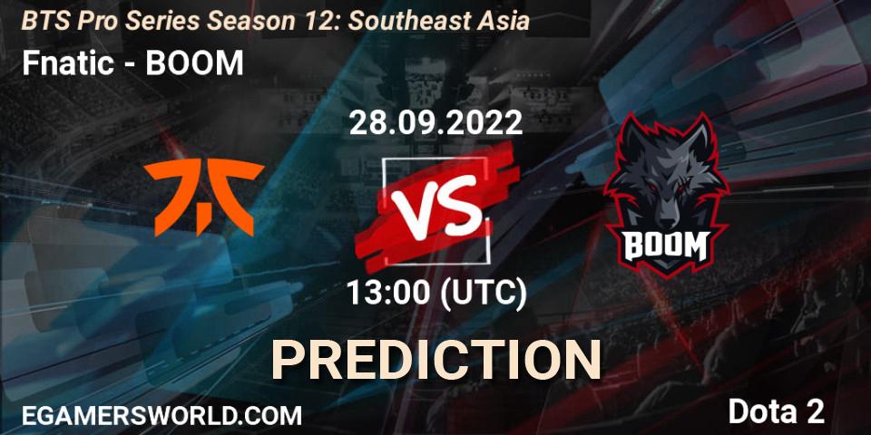 Pronósticos Fnatic - BOOM. 27.09.22. BTS Pro Series Season 12: Southeast Asia - Dota 2