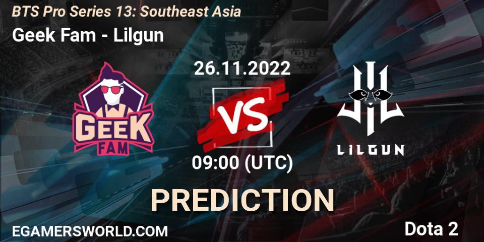 Pronósticos Geek Fam - Lilgun. 26.11.22. BTS Pro Series 13: Southeast Asia - Dota 2