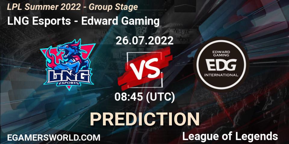 Pronósticos LNG Esports - Edward Gaming. 26.07.22. LPL Summer 2022 - Group Stage - LoL