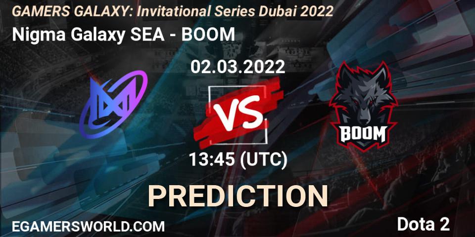 Pronósticos Nigma Galaxy SEA - BOOM. 02.03.2022 at 13:21. GAMERS GALAXY: Invitational Series Dubai 2022 - Dota 2
