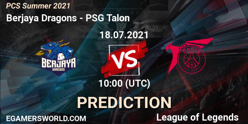 Pronósticos Berjaya Dragons - PSG Talon. 18.07.2021 at 10:00. PCS Summer 2021 - LoL