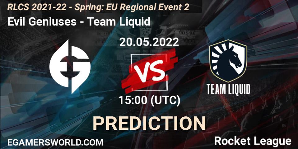 Pronósticos Evil Geniuses - Team Liquid. 20.05.22. RLCS 2021-22 - Spring: EU Regional Event 2 - Rocket League
