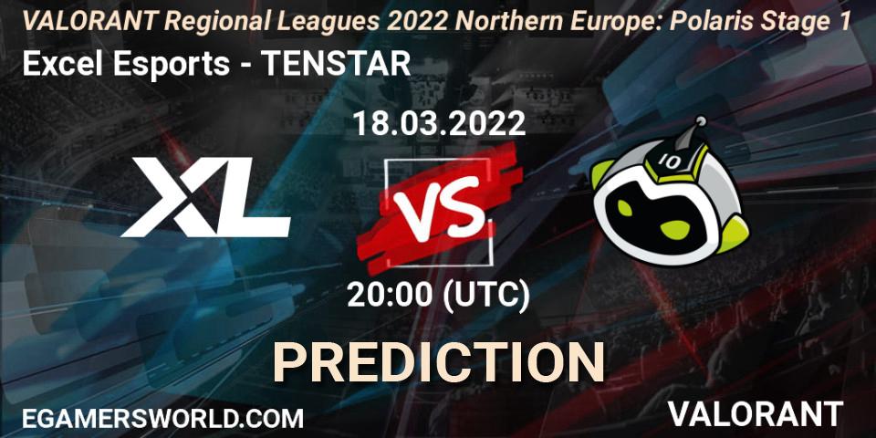 Pronósticos Excel Esports - TENSTAR. 18.03.2022 at 20:30. VALORANT Regional Leagues 2022 Northern Europe: Polaris Stage 1 - VALORANT