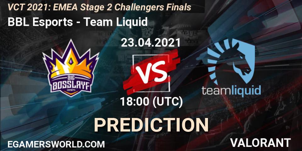 Pronósticos BBL Esports - Team Liquid. 23.04.2021 at 18:00. VCT 2021: EMEA Stage 2 Challengers Finals - VALORANT
