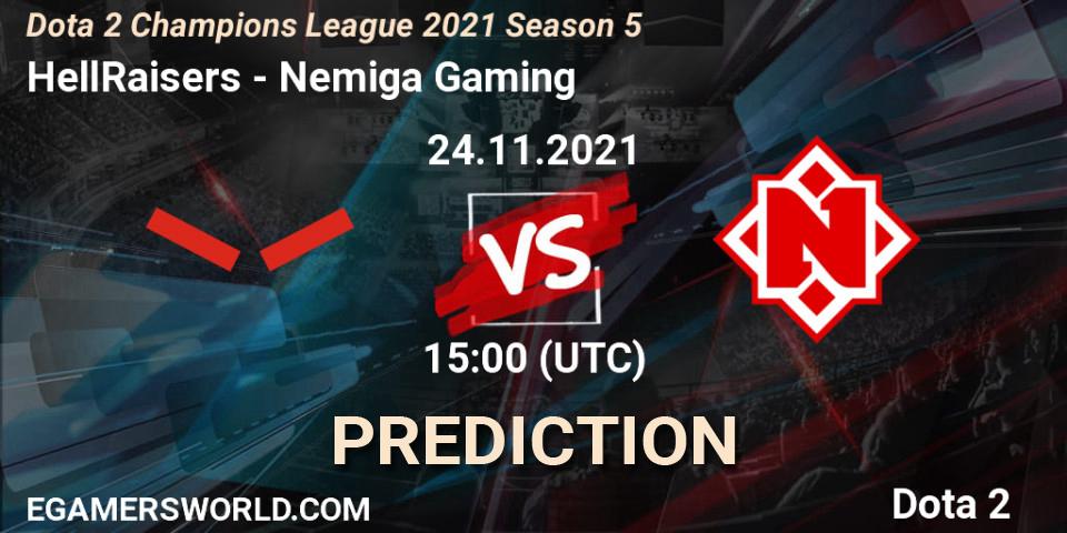 Pronósticos HellRaisers - Nemiga Gaming. 24.11.2021 at 12:03. Dota 2 Champions League 2021 Season 5 - Dota 2