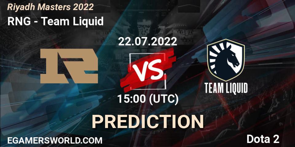 Pronósticos RNG - Team Liquid. 22.07.22. Riyadh Masters 2022 - Dota 2