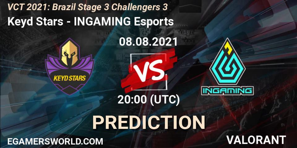 Pronósticos Keyd Stars - INGAMING Esports. 08.08.2021 at 20:00. VCT 2021: Brazil Stage 3 Challengers 3 - VALORANT