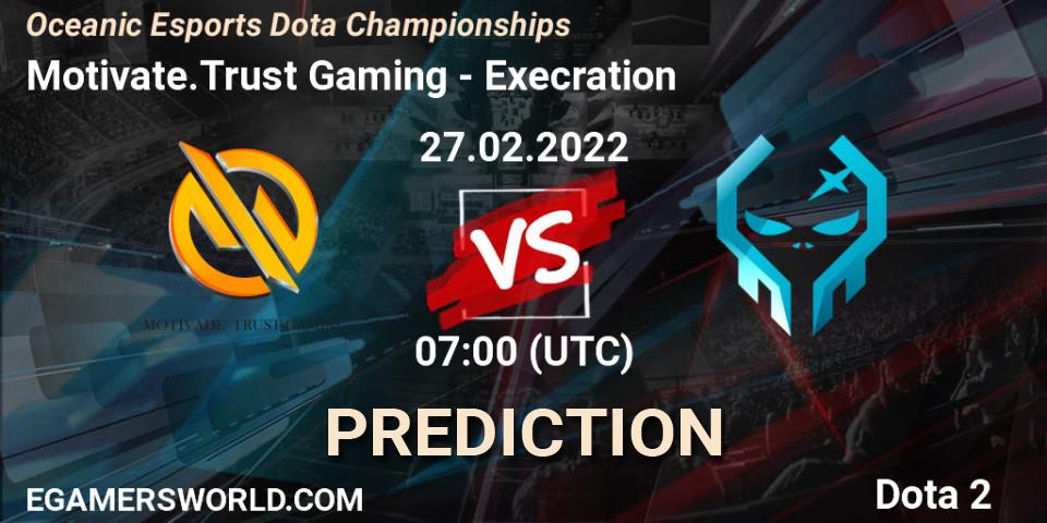 Pronósticos Motivate.Trust Gaming - Execration. 27.02.2022 at 07:01. Oceanic Esports Dota Championships - Dota 2