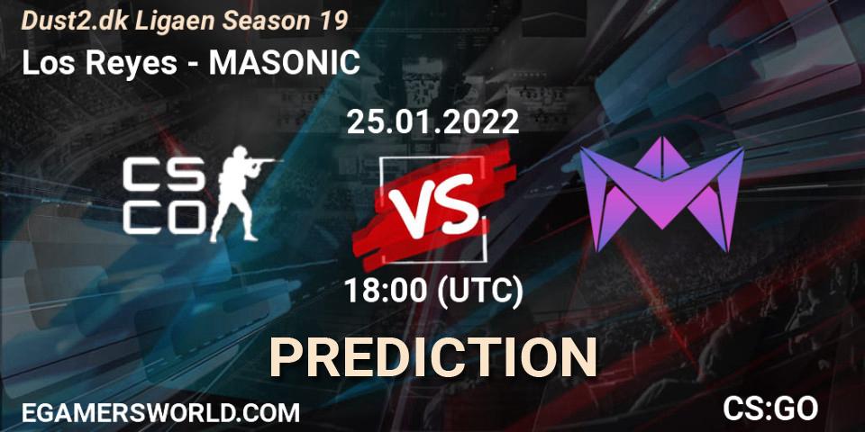 Pronósticos Los Reyes - MASONIC. 25.01.2022 at 18:00. Dust2.dk Ligaen Season 19 - Counter-Strike (CS2)