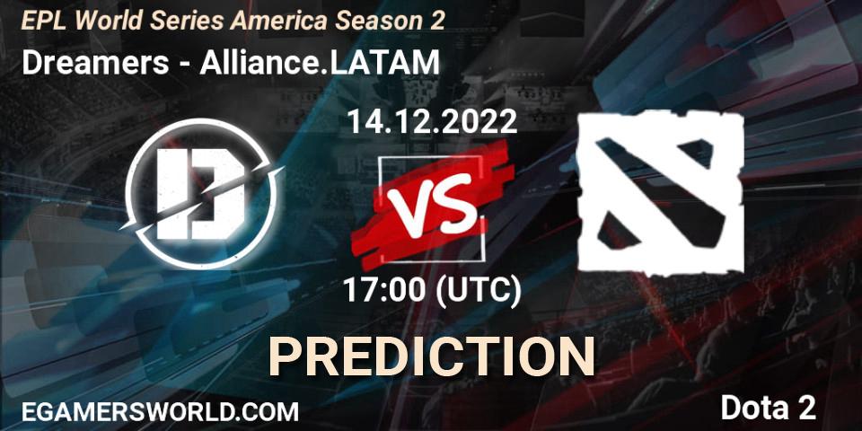 Pronósticos Dreamers - Alliance.LATAM. 14.12.2022 at 17:00. EPL World Series America Season 2 - Dota 2