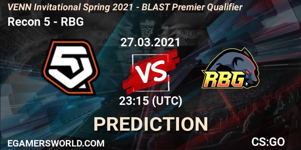 Pronósticos Recon 5 - RBG. 28.03.2021 at 00:00. VENN Invitational Spring 2021 - BLAST Premier Qualifier - Counter-Strike (CS2)