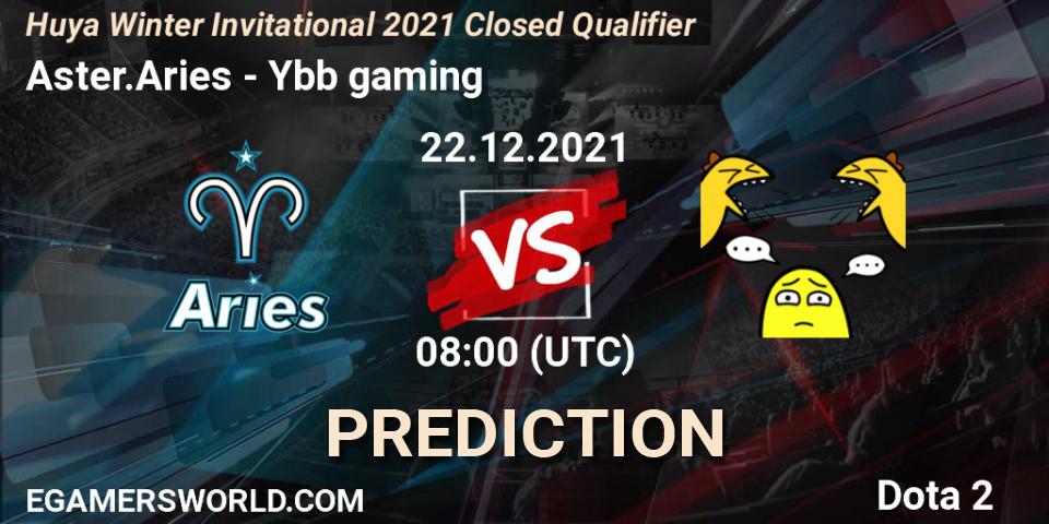 Pronósticos Aster.Aries - Ybb gaming. 22.12.2021 at 08:01. Huya Winter Invitational 2021 Closed Qualifier - Dota 2