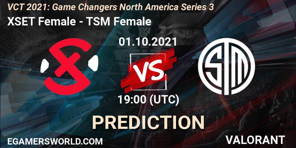 Pronósticos XSET Female - TSM Female. 01.10.2021 at 19:00. VCT 2021: Game Changers North America Series 3 - VALORANT