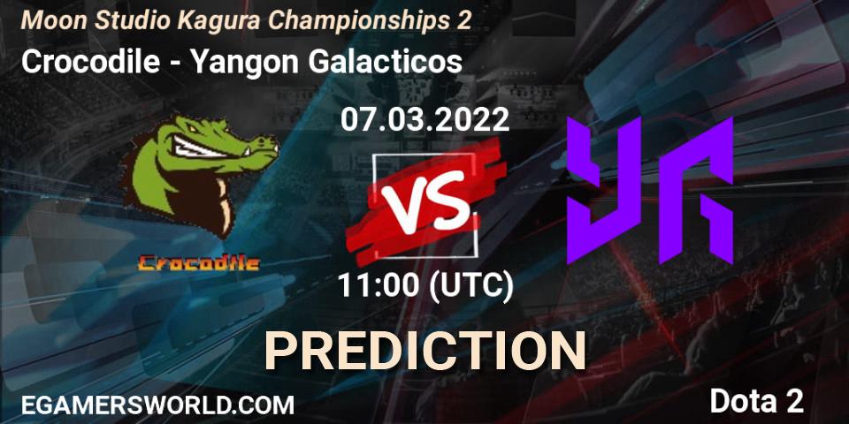 Pronósticos Crocodile - Yangon Galacticos. 07.03.2022 at 12:36. Moon Studio Kagura Championships 2 - Dota 2