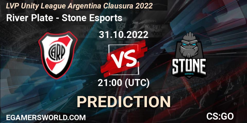 Pronósticos River Plate - Stone Esports. 31.10.22. LVP Unity League Argentina Clausura 2022 - CS2 (CS:GO)