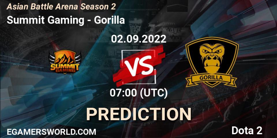 Pronósticos Summit Gaming - Gorilla. 03.09.2022 at 07:14. Asian Battle Arena Season 2 - Dota 2