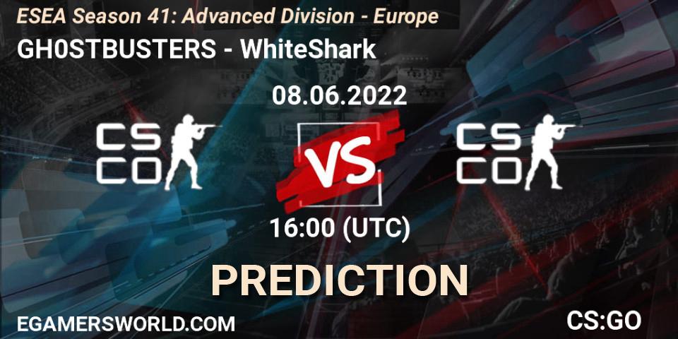 Pronósticos GH0STBUSTERS - WhiteShark. 08.06.2022 at 16:00. ESEA Season 41: Advanced Division - Europe - Counter-Strike (CS2)