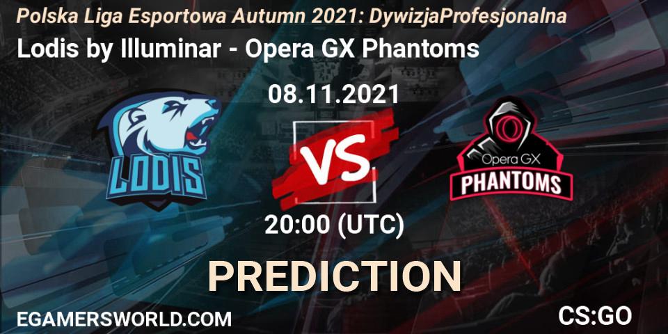Pronósticos Lodis by Illuminar - Opera GX Phantoms. 08.11.2021 at 20:00. Polska Liga Esportowa Autumn 2021: Dywizja Profesjonalna - Counter-Strike (CS2)