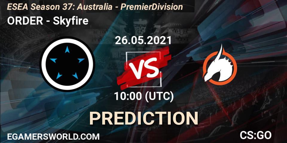 Pronósticos ORDER - Skyfire. 08.06.2021 at 10:00. ESEA Season 37: Australia - Premier Division - Counter-Strike (CS2)