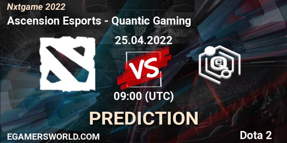 Pronósticos Ascension Esports - Quantic Gaming. 25.04.2022 at 08:55. Nxtgame 2022 - Dota 2