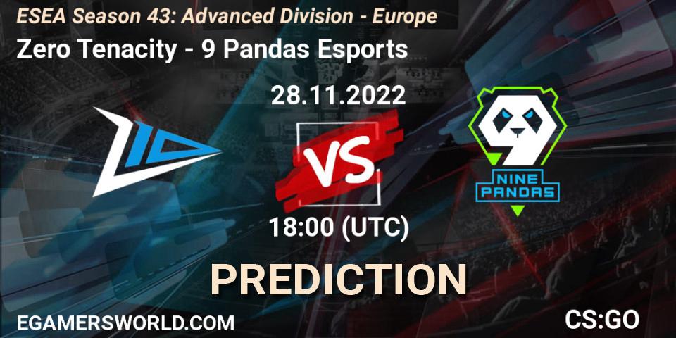 Pronósticos Zero Tenacity - 9 Pandas Esports. 28.11.22. ESEA Season 43: Advanced Division - Europe - CS2 (CS:GO)