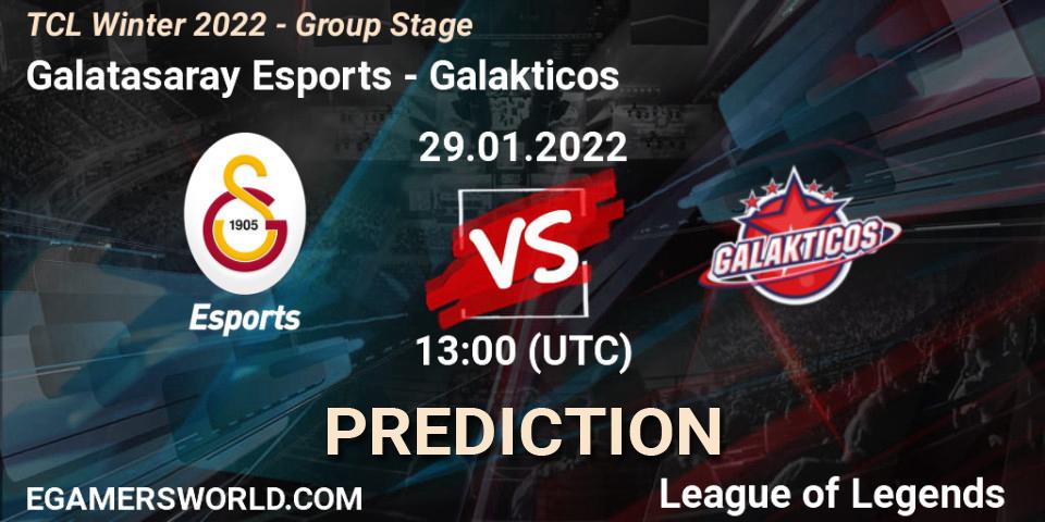Pronósticos Galatasaray Esports - Galakticos. 29.01.2022 at 13:00. TCL Winter 2022 - Group Stage - LoL