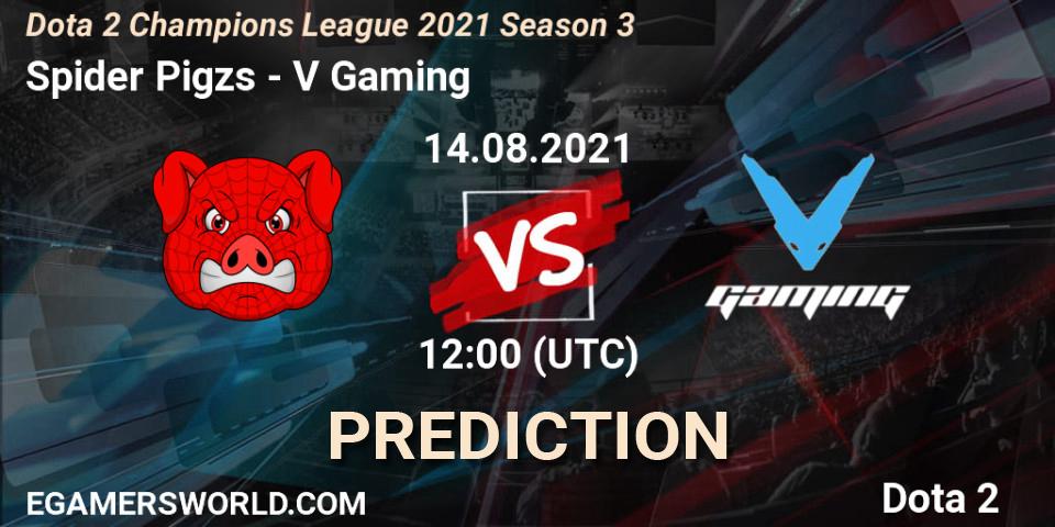Pronósticos Spider Pigzs - V Gaming. 14.08.2021 at 12:01. Dota 2 Champions League 2021 Season 3 - Dota 2