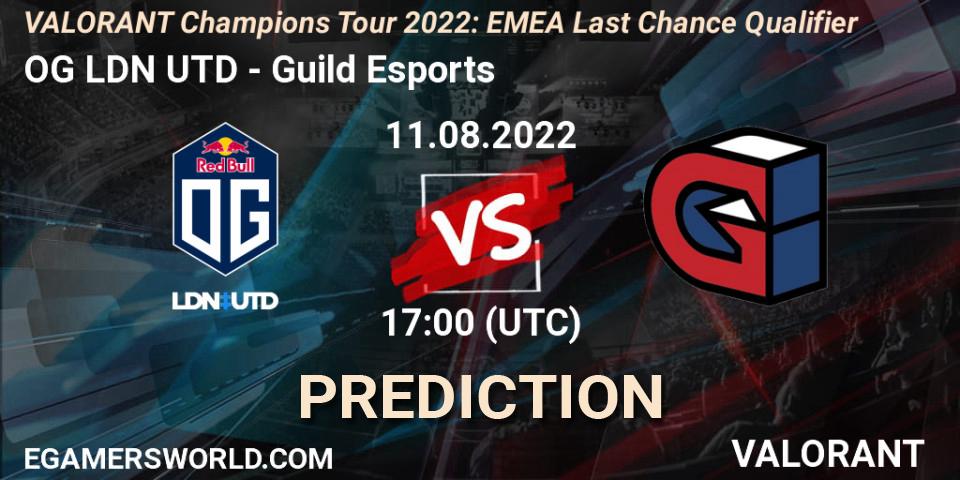 Pronósticos OG LDN UTD - Guild Esports. 11.08.2022 at 17:00. VCT 2022: EMEA Last Chance Qualifier - VALORANT