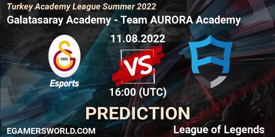 Pronósticos Galatasaray Academy - Team AURORA Academy. 11.08.22. Turkey Academy League Summer 2022 - LoL