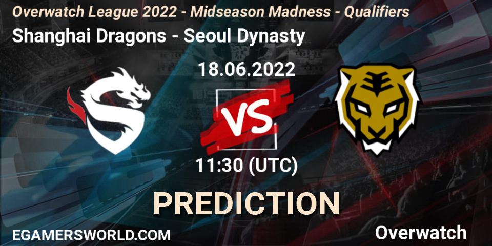 Pronósticos Shanghai Dragons - Seoul Dynasty. 25.06.2022 at 11:30. Overwatch League 2022 - Midseason Madness - Qualifiers - Overwatch