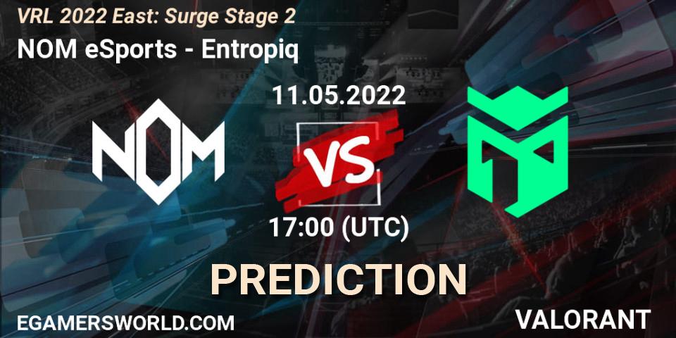 Pronósticos NOM eSports - Entropiq. 11.05.2022 at 18:10. VRL 2022 East: Surge Stage 2 - VALORANT