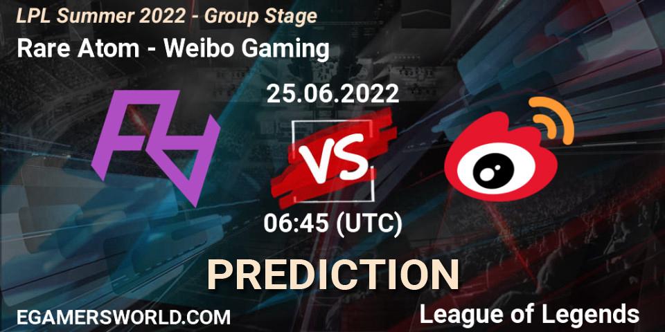 Pronósticos Rare Atom - Weibo Gaming. 25.06.22. LPL Summer 2022 - Group Stage - LoL