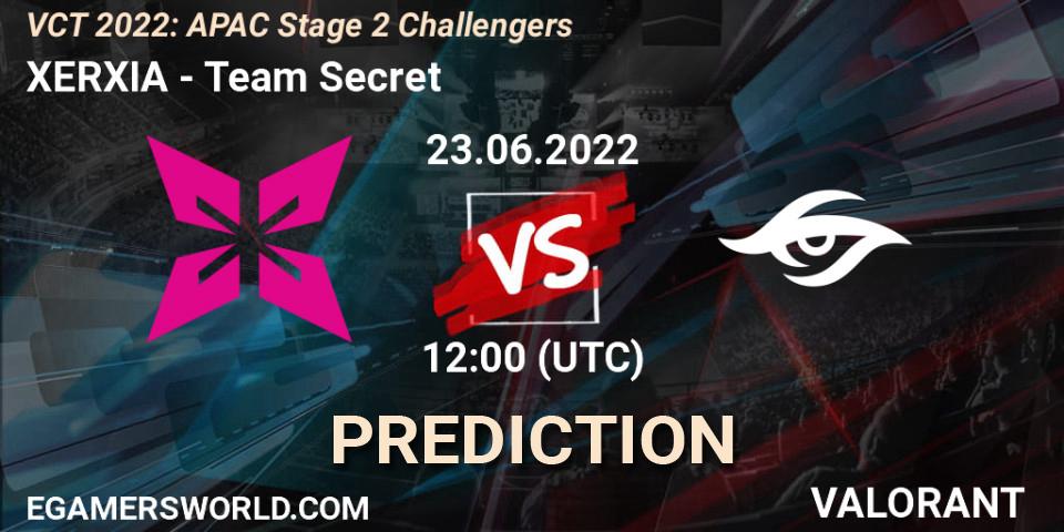 Pronósticos XERXIA - Team Secret. 23.06.2022 at 12:00. VCT 2022: APAC Stage 2 Challengers - VALORANT