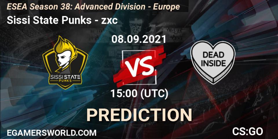 Pronósticos Sissi State Punks - zxc. 08.09.2021 at 15:00. ESEA Season 38: Advanced Division - Europe - Counter-Strike (CS2)