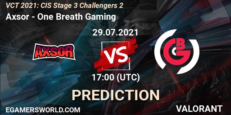 Pronósticos Axsor - One Breath Gaming. 29.07.2021 at 18:00. VCT 2021: CIS Stage 3 Challengers 2 - VALORANT