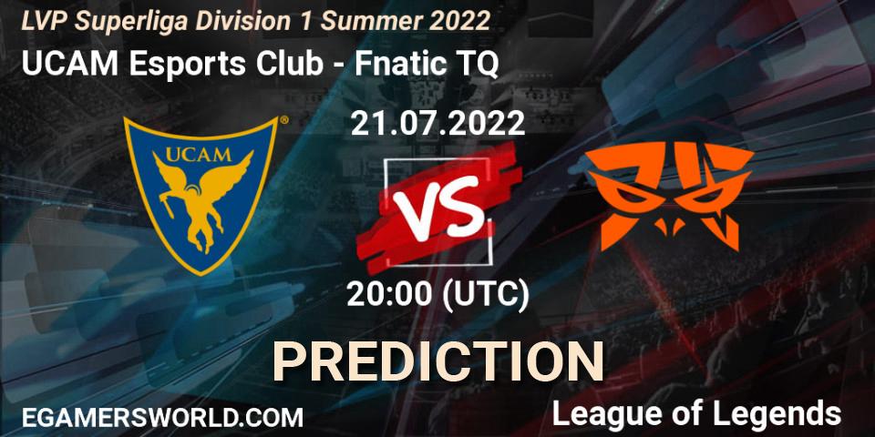 Pronósticos UCAM Esports Club - Fnatic TQ. 21.07.2022 at 20:00. LVP Superliga Division 1 Summer 2022 - LoL