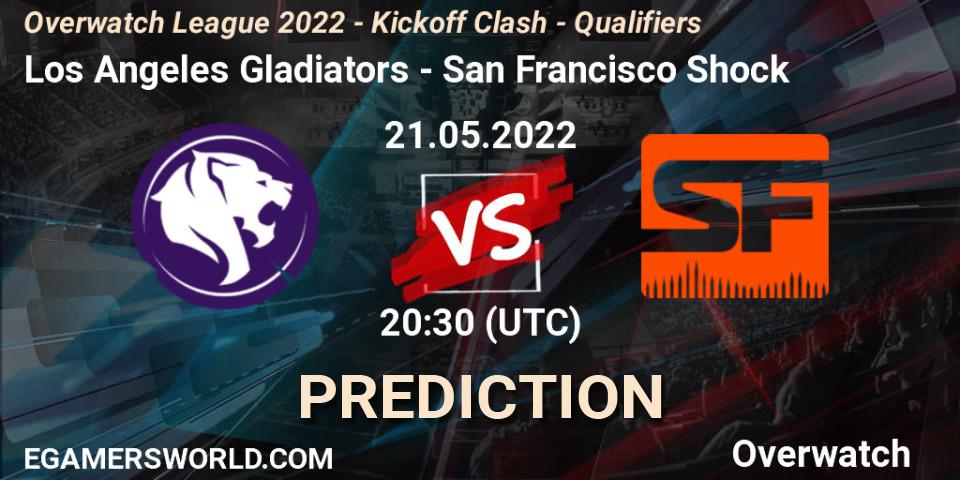 Pronósticos Los Angeles Gladiators - San Francisco Shock. 21.05.2022 at 20:30. Overwatch League 2022 - Kickoff Clash - Qualifiers - Overwatch