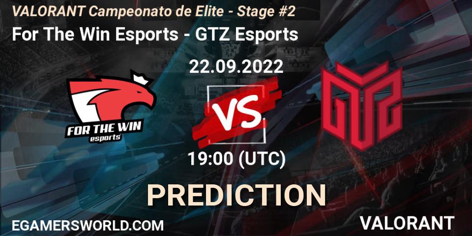 Pronósticos For The Win Esports - GTZ Esports. 22.09.2022 at 19:00. VALORANT Campeonato de Elite - Stage #2 - VALORANT