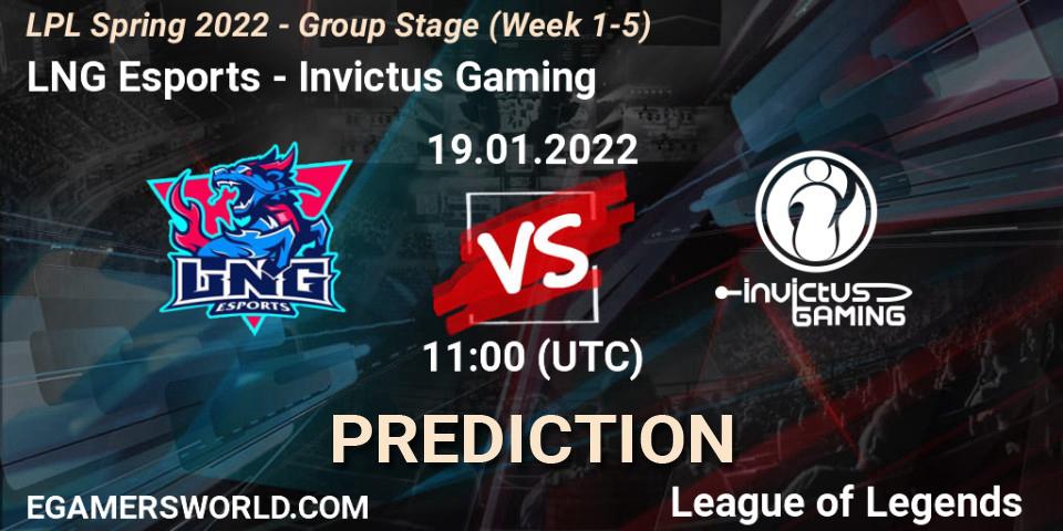 Pronósticos LNG Esports - Invictus Gaming. 19.01.22. LPL Spring 2022 - Group Stage (Week 1-5) - LoL