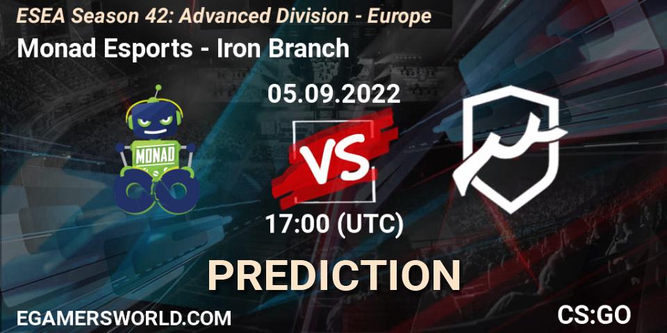 Pronósticos Monad Esports - Iron Branch. 05.09.2022 at 17:00. ESEA Season 42: Advanced Division - Europe - Counter-Strike (CS2)