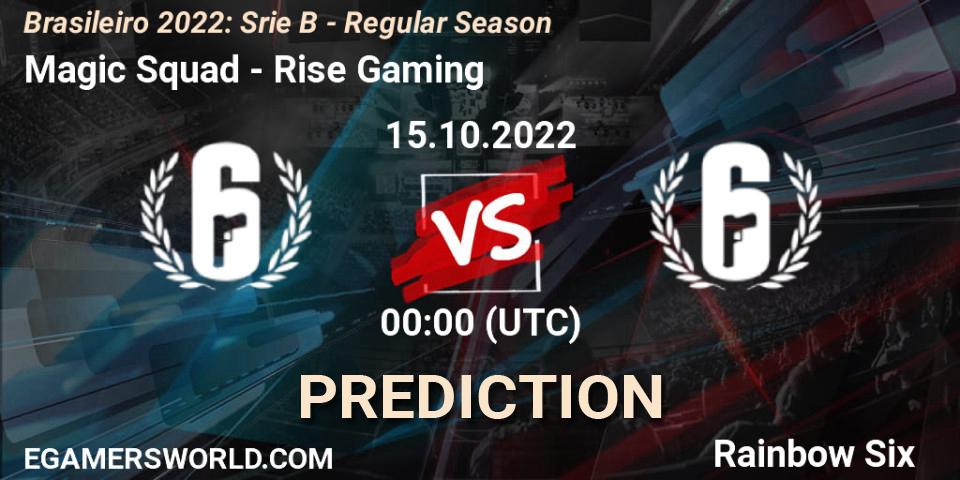 Pronósticos Magic Squad - Rise Gaming. 15.10.2022 at 00:00. Brasileirão 2022: Série B - Regular Season - Rainbow Six