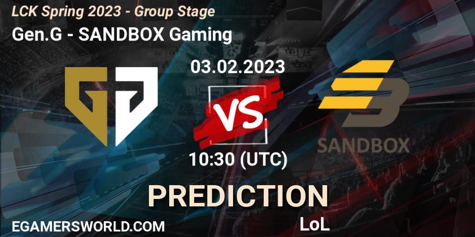 Pronósticos Gen.G - SANDBOX Gaming. 03.02.23. LCK Spring 2023 - Group Stage - LoL