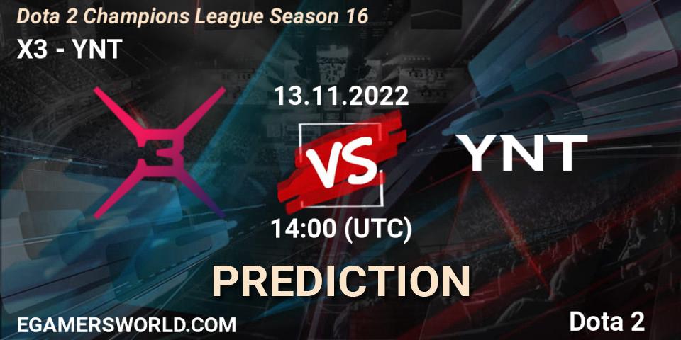Pronósticos X3 - YNT. 13.11.2022 at 14:00. Dota 2 Champions League Season 16 - Dota 2