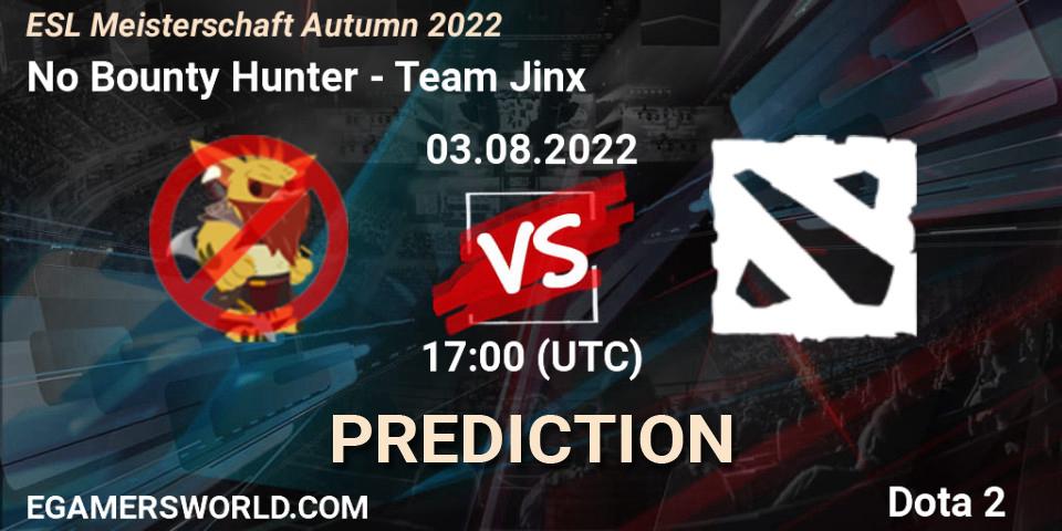 Pronósticos No Bounty Hunter - Team Jinx. 03.08.2022 at 17:02. ESL Meisterschaft Autumn 2022 - Dota 2
