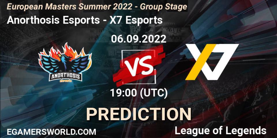 Pronósticos Anorthosis Esports - X7 Esports. 06.09.2022 at 19:00. European Masters Summer 2022 - Group Stage - LoL