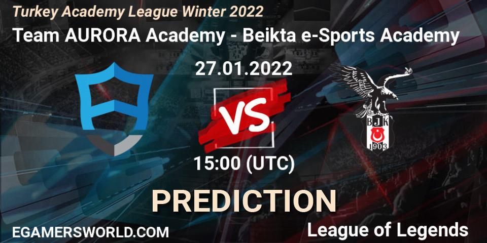Pronósticos Team AURORA Academy - Beşiktaş e-Sports Academy. 27.01.2022 at 15:00. Turkey Academy League Winter 2022 - LoL