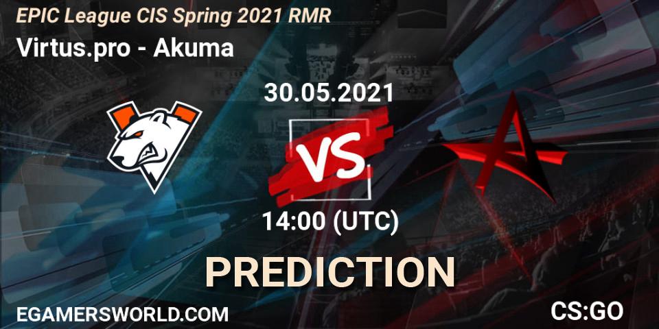 Pronósticos Virtus.pro - Akuma. 30.05.2021 at 14:00. EPIC League CIS Spring 2021 RMR - Counter-Strike (CS2)