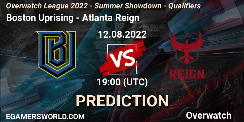 Pronósticos Boston Uprising - Atlanta Reign. 12.08.22. Overwatch League 2022 - Summer Showdown - Qualifiers - Overwatch