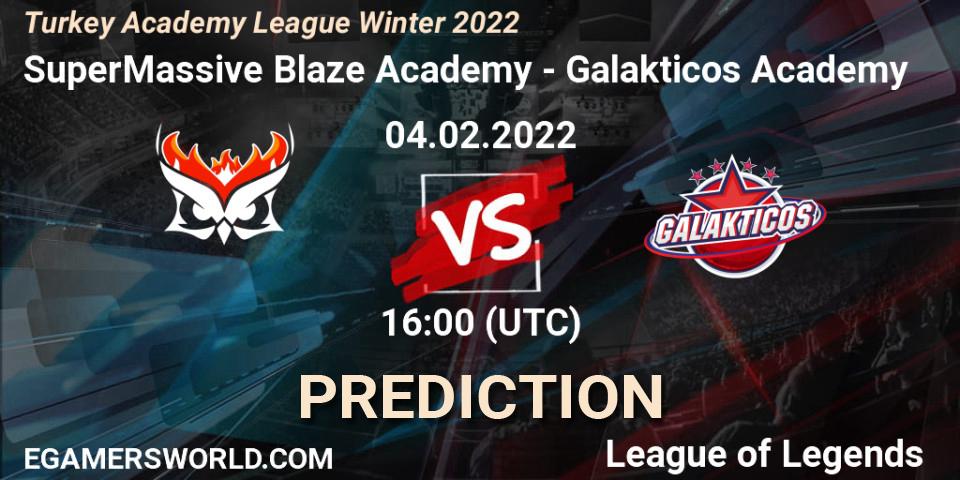 Pronósticos SuperMassive Blaze Academy - Galakticos Academy. 04.02.2022 at 16:00. Turkey Academy League Winter 2022 - LoL