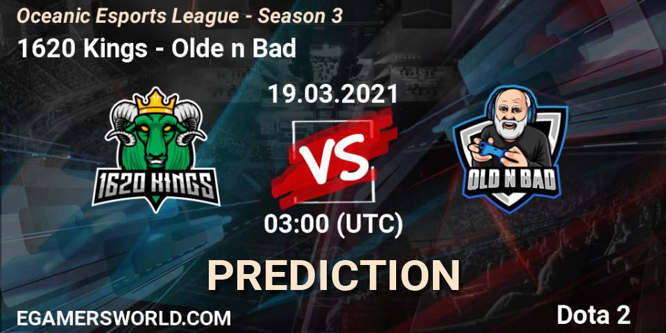 Pronósticos 1620 Kings - Olde n Bad. 20.03.2021 at 03:00. Oceanic Esports League - Season 3 - Dota 2